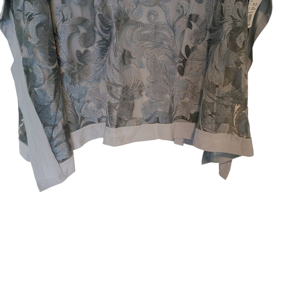 Oleg Cassini Mystic Grey Embroidered Cape Pan Mesh Sheer Top Plus Size 14 NEW - Picture 6 of 13